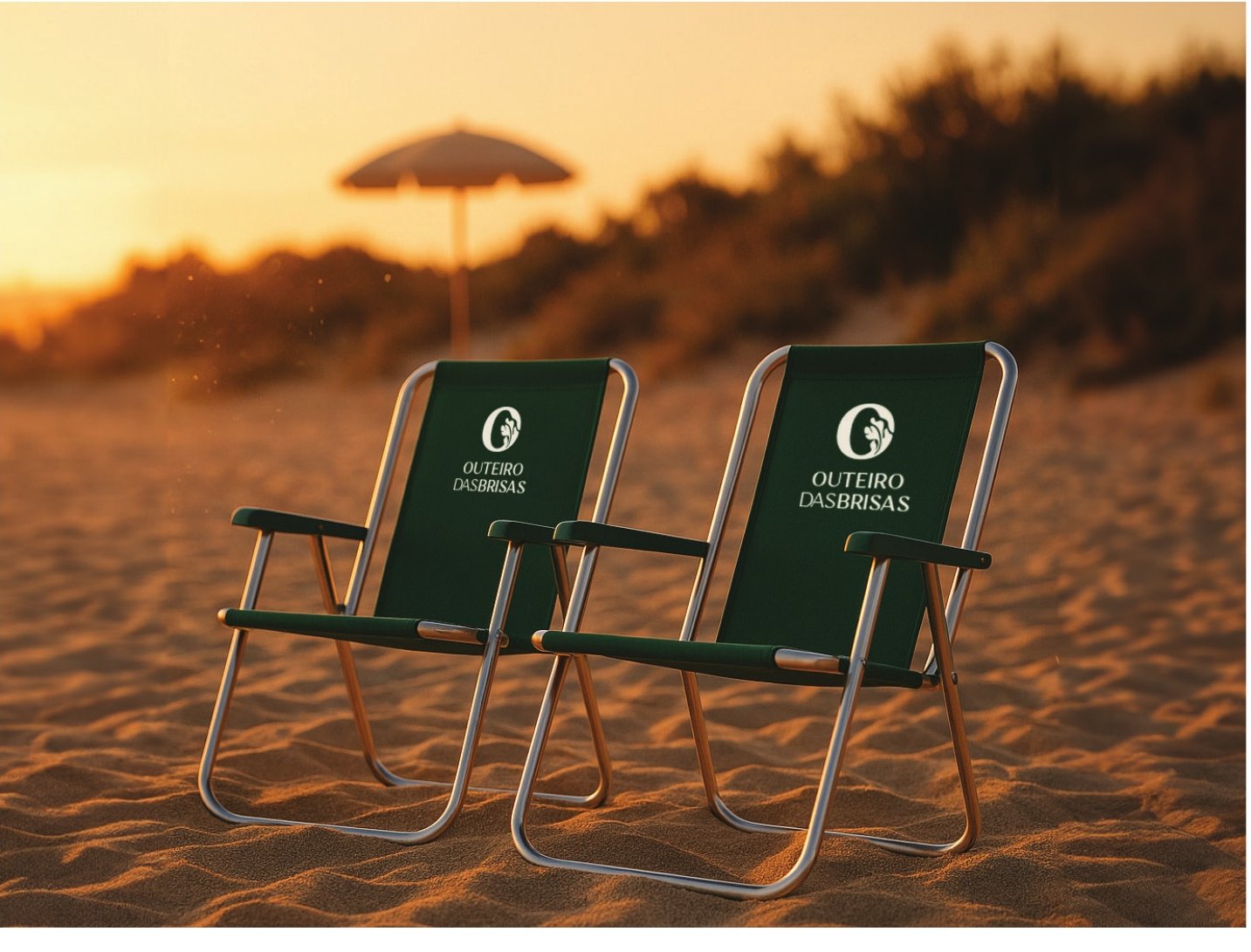 Cadeiras de praia com a marca Outeiro das Brisas