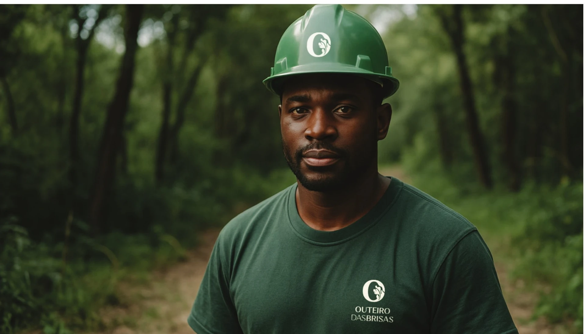 Colaborador com capacete da marca Outeiro das Brisas